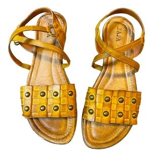 Jafa mustard Studded Leather Sandals, Rare